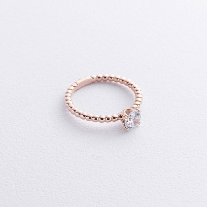 Помолвочное золотое кольцо с фианитом к08156 №3