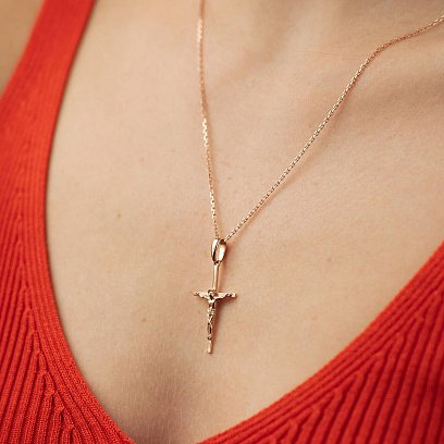 Золотий хрестик з розп'яттям п03638 №2