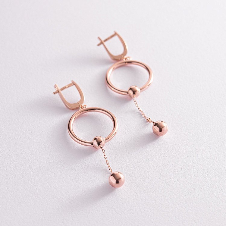 Золоті сережки "Унікальність" з кульками с07833 від ювелірного магазину Онікс - 3