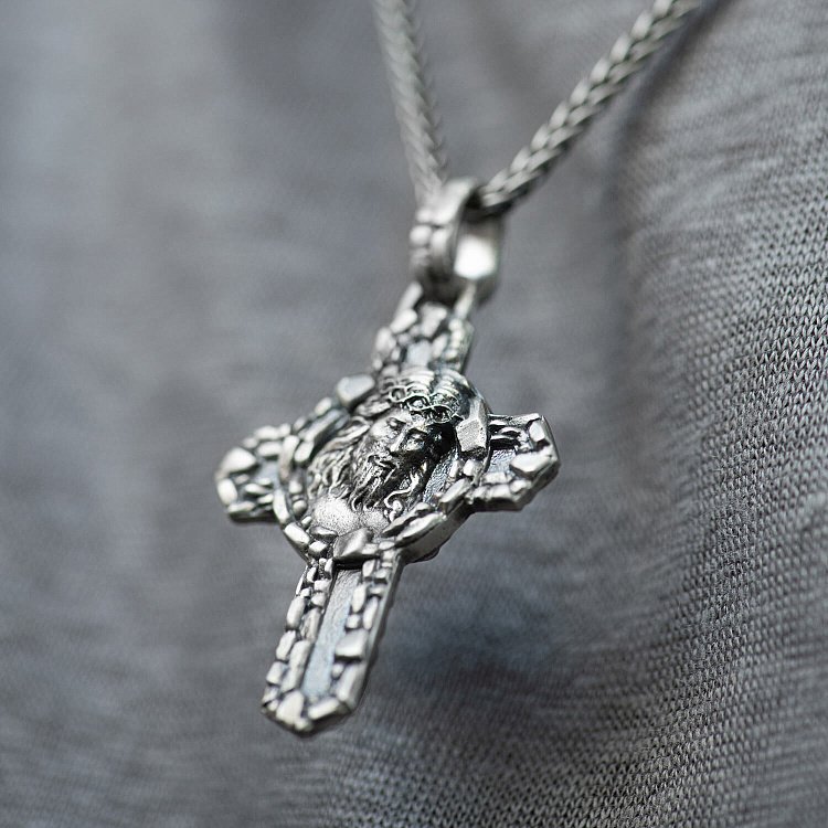 Срібний хрест "Портрет Ісуса Христа у терновому вінці" із чорнінням 7095 від ювелірного магазину Онікс - 4