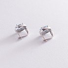Срібні сережки з блакитними топазами і фіанітами 121389 от ювелирного магазина Оникс - 3