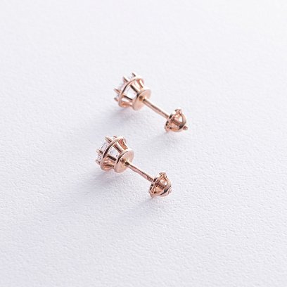 Сережки - пусети з фіанітами (червоне золото) с02279 №5