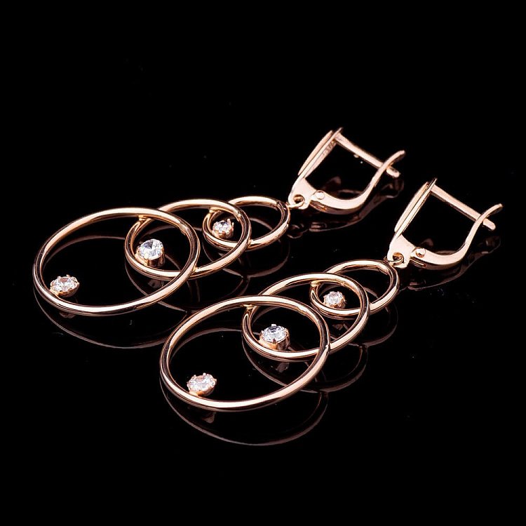 Золоті сережки з фіанітами с01255 від ювелірного магазину Онікс - 4