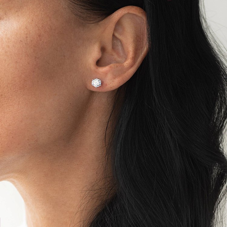 Золоті сережки-пусети (фіаніт) с06033 від ювелірного магазину Онікс - 2