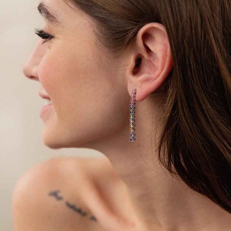 Золоті сережки - пусети (сапфіри, цитрини, цаварити, аметисти) сб0439di від ювелірного магазину Онікс - 5