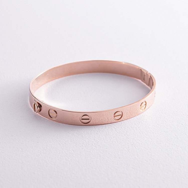 Жорсткий браслет "Love" з червоного золота (0.6 см) б03858 від ювелірного магазину Онікс