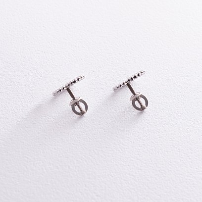 Серьги - пусеты "Сердечки" в серебре 7032 №4