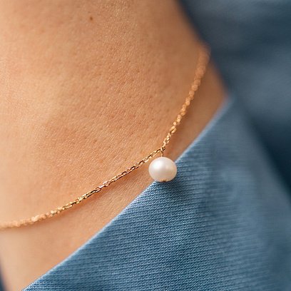 Браслет із перлиною (червоне золото) б05264 №2