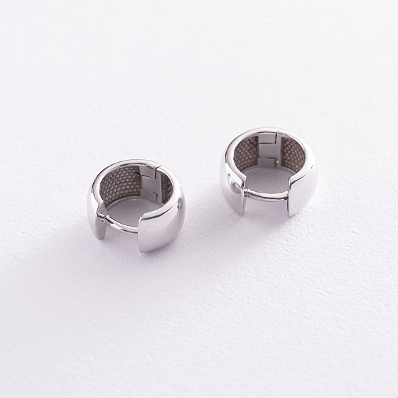 Серьги - кольца в белом золоте с07049 №4