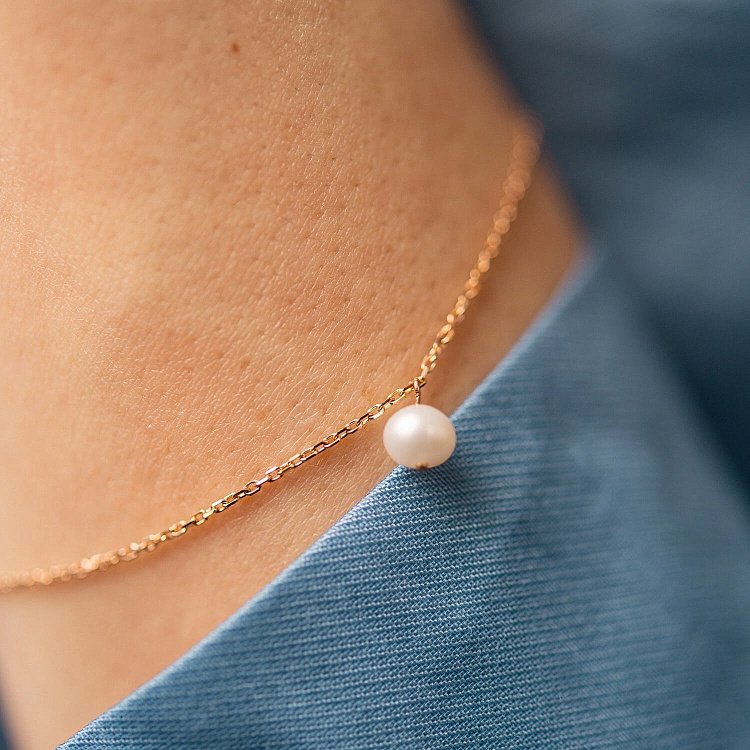 Браслет із перлиною (червоне золото) б05264 від ювелірного магазину Онікс - 1