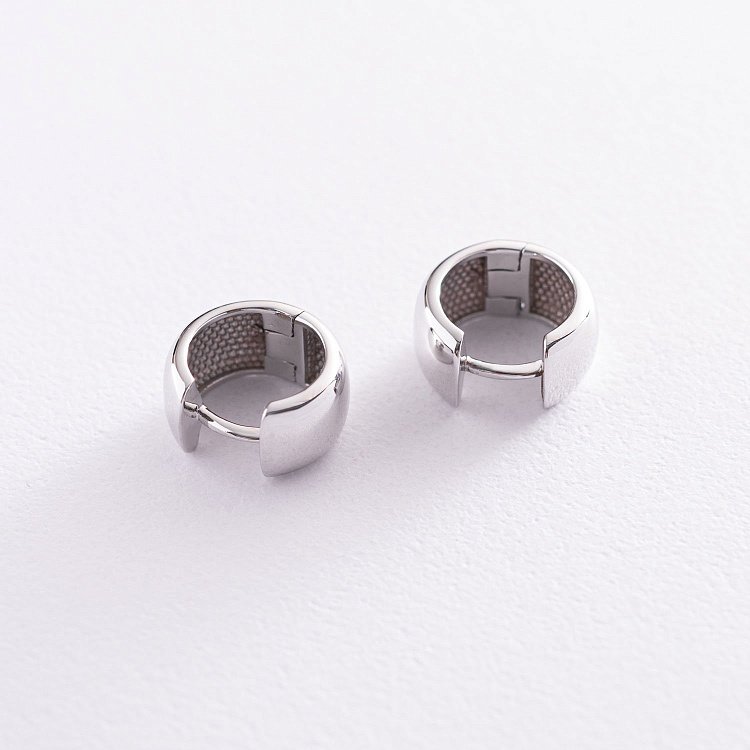 Серьги - кольца в белом золоте с07049 от ювелирного магазина Оникс - 3