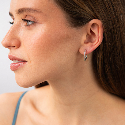 Золотые серьги - пусеты "Kelly" с фианитами с09528 №4