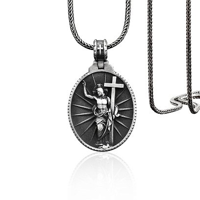 Серебряный кулон "Воскресший Иисус Христос" 133182 №3