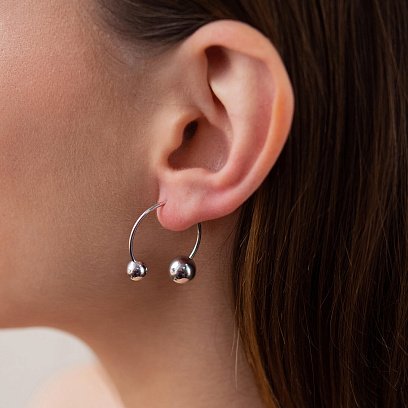 Серьги "Хельга" с шариками (белое золото) с08235 №9