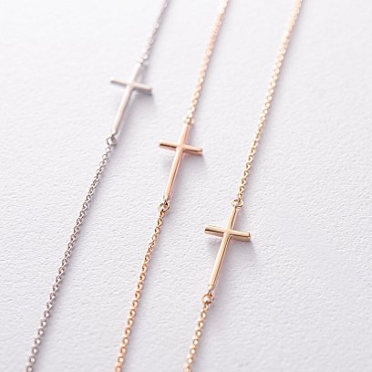 Браслет "Хрестик" у жовтому золоті з2081ж №7