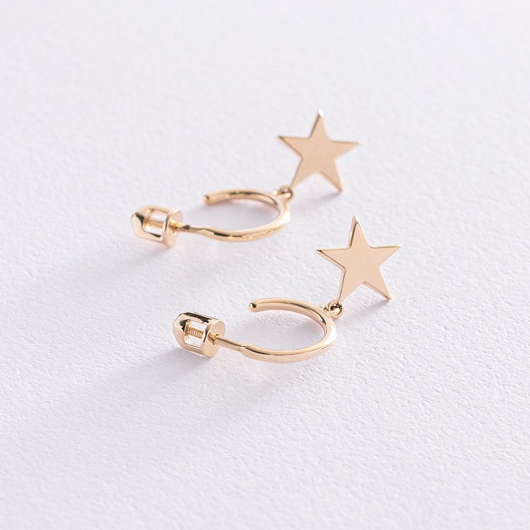 Золотые серьги - пусеты "Звездочки" с07395 от ювелирного магазина Оникс - 5