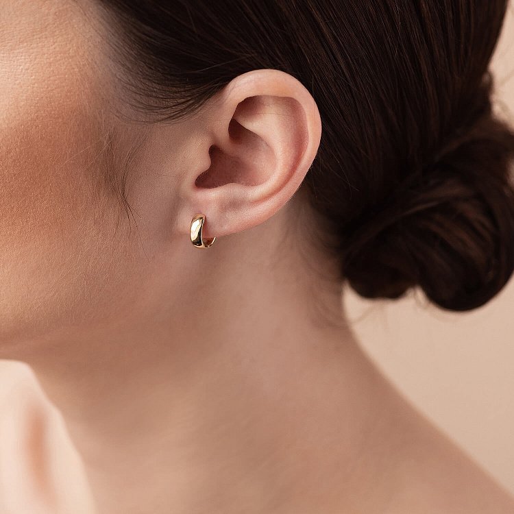 Сережки - кільця в жовтому золоті с08378 від ювелірного магазину Онікс - 2