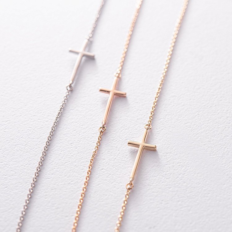 Браслет "Хрестик" у жовтому золоті з2081ж від ювелірного магазину Онікс - 7