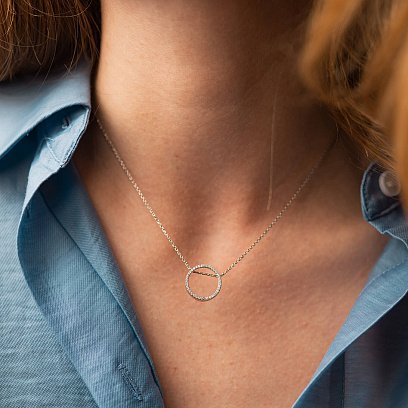 Серебряное колье "Круговорот" с фианитами 908-00918 №6