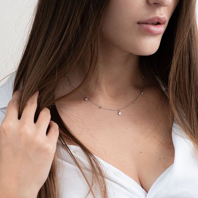 Колье в белом золоте (фианиты) кол01635