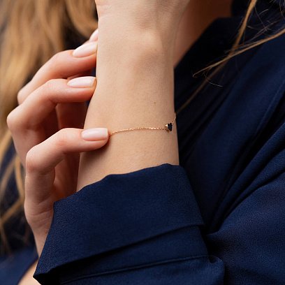 Браслет "Сердечко" у червоному золоті б05184 №2