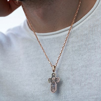 Православный крест "Господь Вседержитель. Икона Божией Матери "Нерушимая Стена" (чернение) п01212 №4