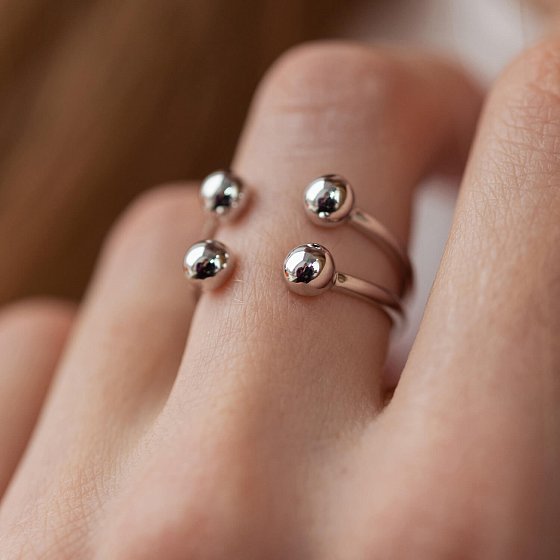Серебряное кольцо "Шарики" 901-01191 №5