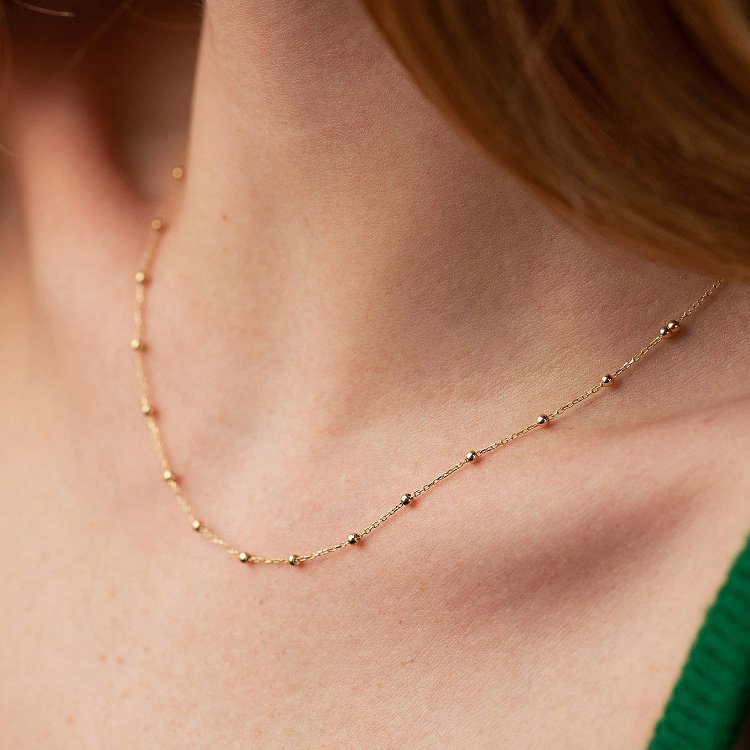 Колье "Шарики" в желтом золоте кол02030 от ювелирного магазина Оникс - 3