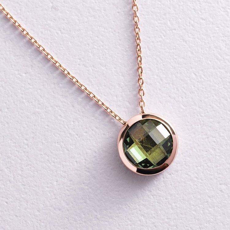 Золоте кольє з зеленим фіанітом кол02026 від ювелірного магазину Онікс - 2