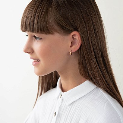 Золоті сережки на англійській застібці с04575 №2