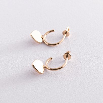 Золотые серьги - пусеты "Сердечки" с07393 №8