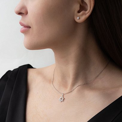 Золотий кулон "Зірка Давида" (діамант) пб0224ri №2