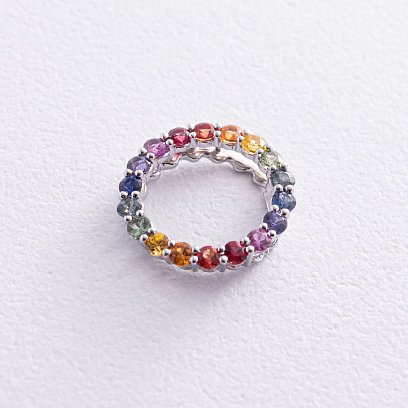 Золотой кулон с разноцветными сапфирами пб0289nl №3