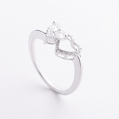 Золота каблучка "Сердечки" з діамантами кб0665va