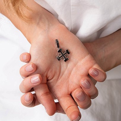 Золотой крестик с фианитами п03241 №4