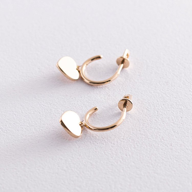 Золотые серьги - пусеты "Сердечки" с07393 от ювелирного магазина Оникс - 7