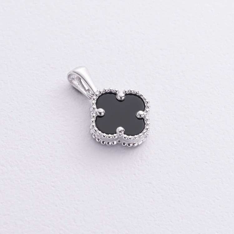 Підвіска "Конюшина" в білому золоті (онікс) п03946 від ювелірного магазину Онікс