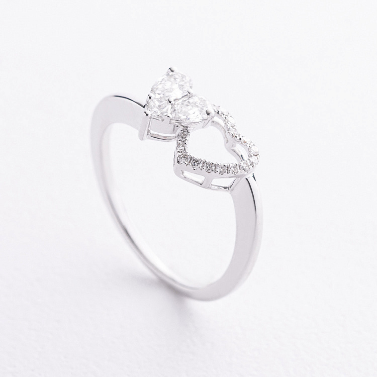 Золота каблучка "Сердечки" з діамантами кб0665va від ювелірного магазину Онікс