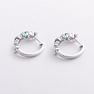 Серьги - кольца "Клевер" в белом золоте (бриллианты, изумруды) сб0703ca от ювелирного магазина Оникс - 1