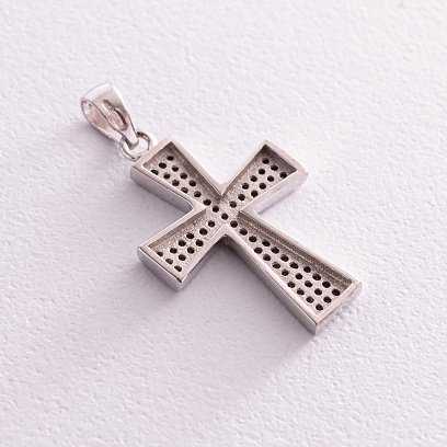 Срібний хрестик з фіанітами 132013 №3