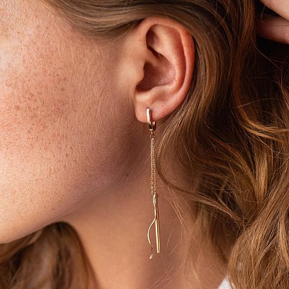 Висячие серьги в красном золоте с08036 №4