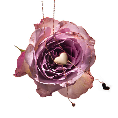 Кольє - краватка "Серце" в червоному золоті (регульована довжина) 860609 №2