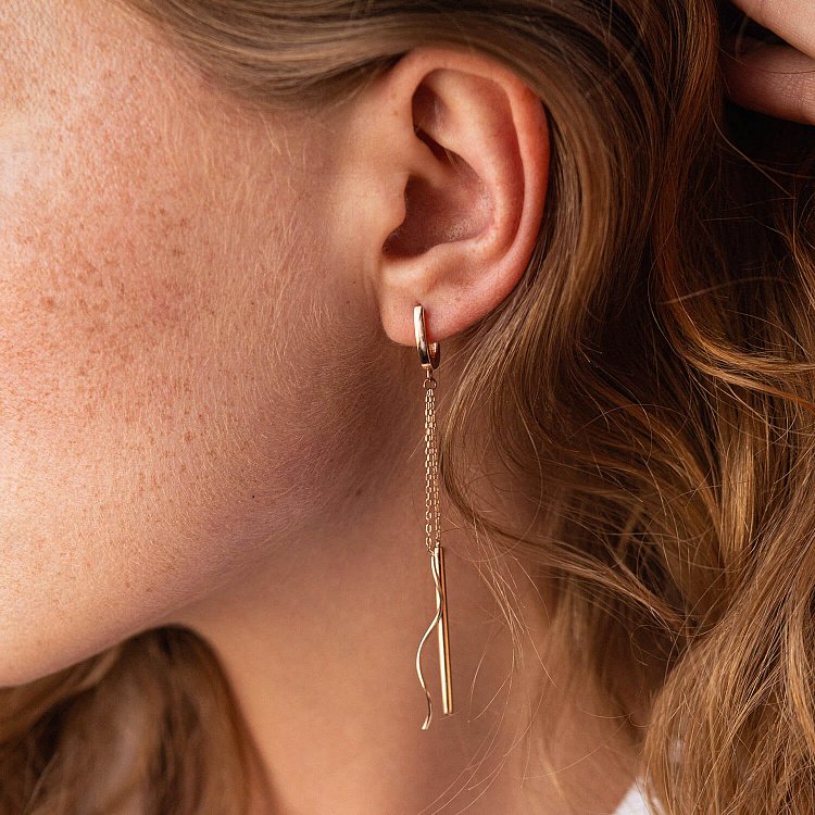 Висячие серьги в красном золоте с08036 от ювелирного магазина Оникс - 3