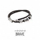 Шкіряний браслет Morza Kraken Brave (Сміливий) зі вставками зі срібла K0103-B14 от ювелирного магазина Оникс