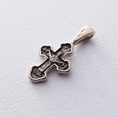 Золотий хрестик "Розп'яття Христове. Покров Пресвятої Богородиці" (чорніння) п03206 №2