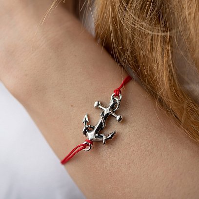 Браслет з червоною ниткою "Якір" 141312 №4