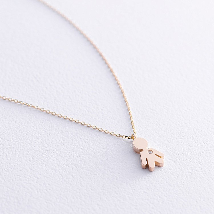 Кольє "Хлопчик" у жовтому золоті (фіаніт) кол02198 від ювелірного магазину Онікс