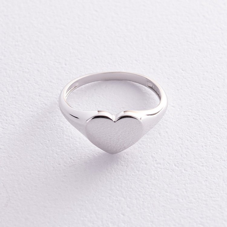 Кольцо "Сердечко" в белом золоте (возможна гравировка) к07572 от ювелирного магазина Оникс - 4