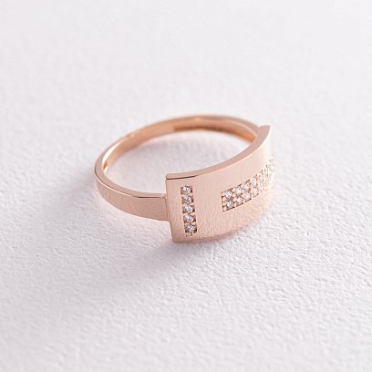 Каблучка в червоному золоті з фіанітами к06697 №3