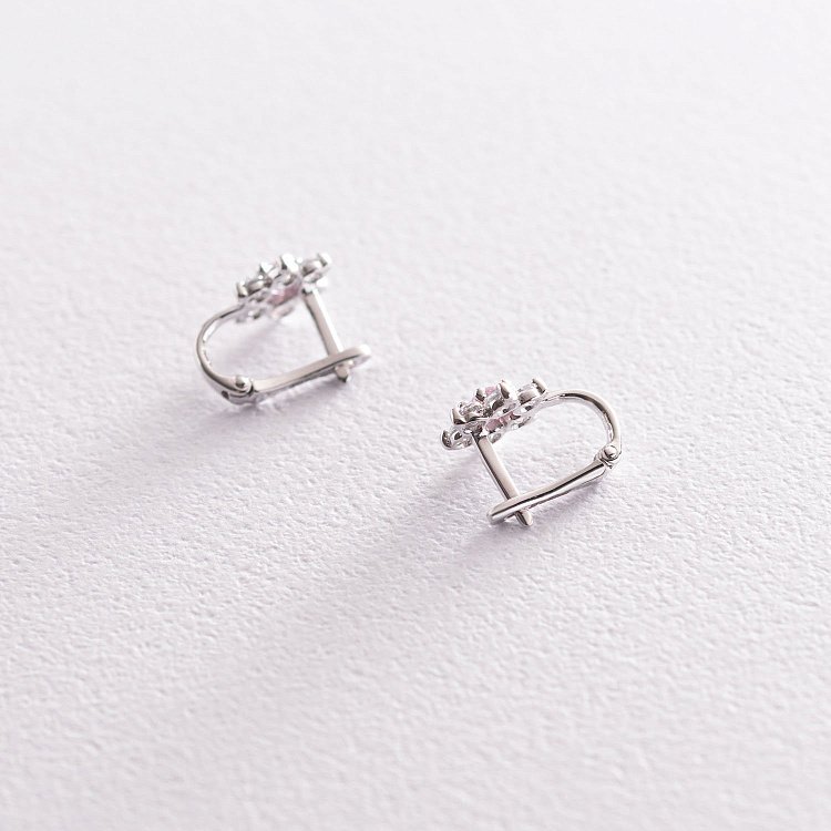 Золоті сережки "Квіточки" з фіанітами с03582 від ювелірного магазину Онікс - 2